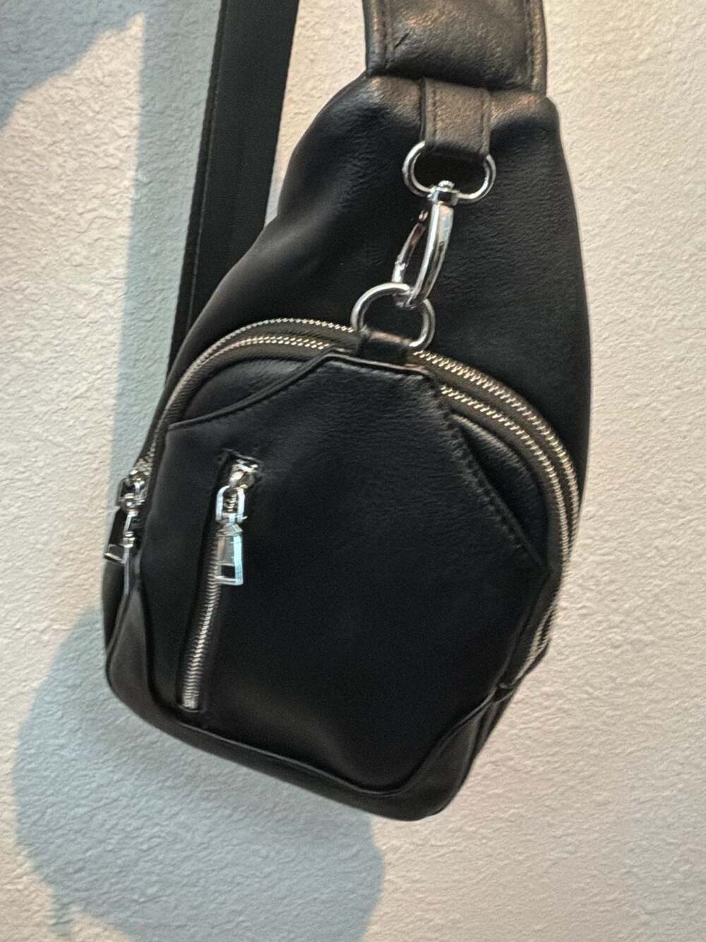 Antik Kraft Black Faux Leather Brie Sling Backpack